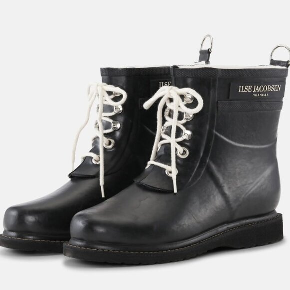 Ilse Jacobsen Lace-Up Short Rubber Rain Boot - Picture 1 of 5
